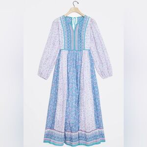 Anthropologie Ne Quittez Pas Provence Blue Purple Floral Paisley Maxi Dress